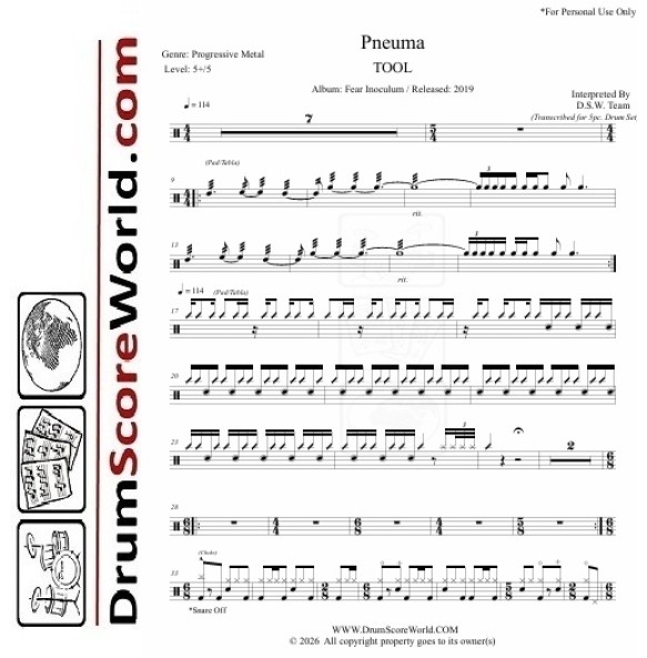 TOOL - Pneuma | Drum Sheet